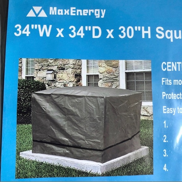 NEW Central AC Cover Square Air Conditioner 34"W x 34"D x 30"H Outdoor Silver - Picture 2 of 15